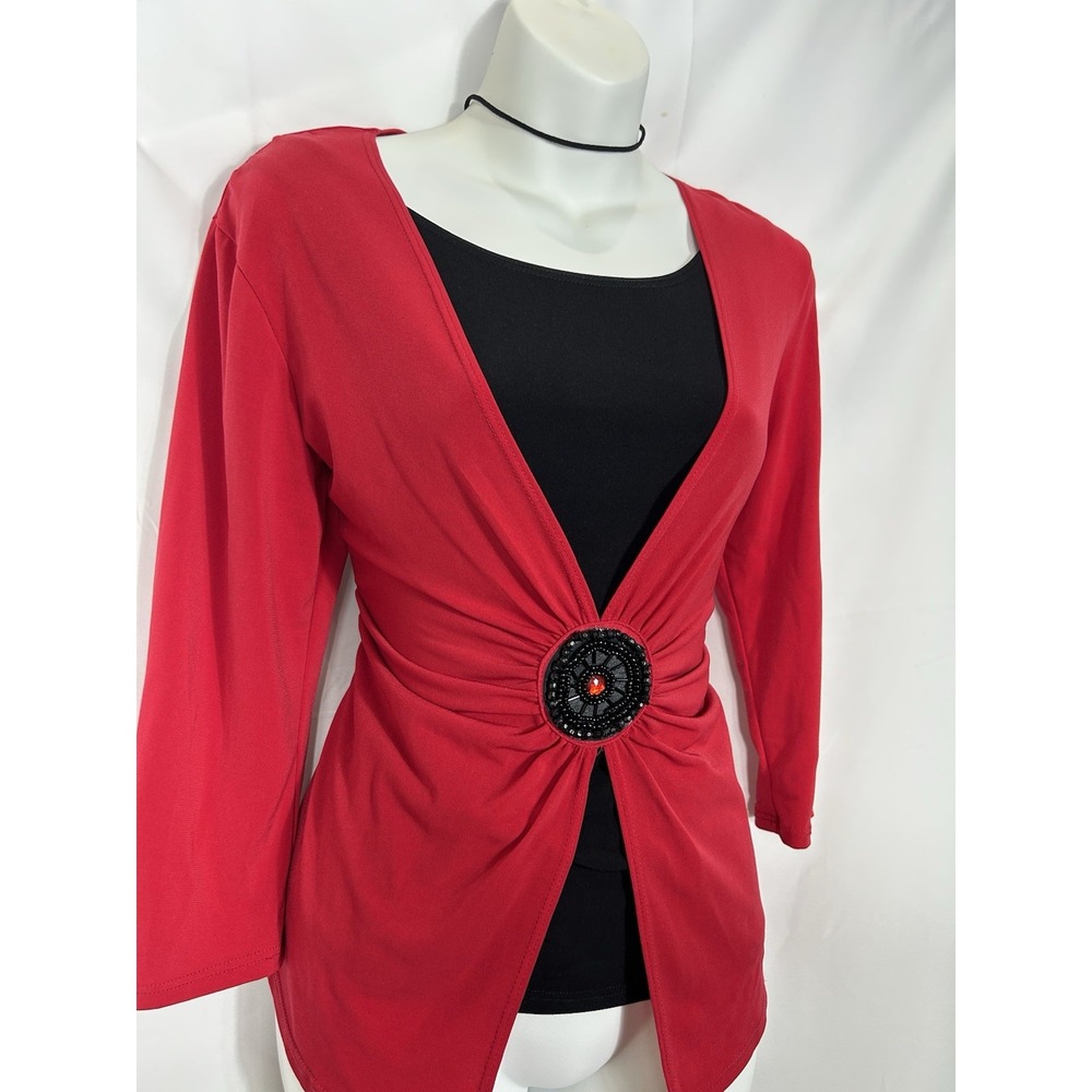 Vintage Womens Red/ Black Top Size S Y2K Goth Glam Whimsigoth‎ Witchy Vamp USA - Picture 2 of 12